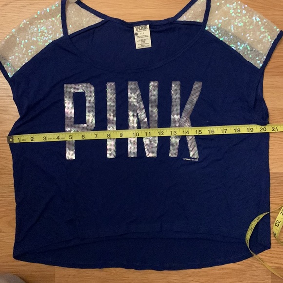 Dark Blue PINK Crop Top - Picture 5 of 7